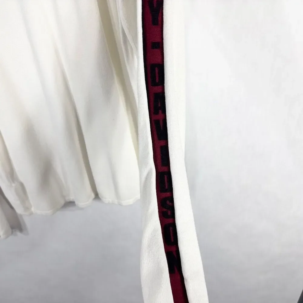 Harley Davidson XL Sweater‎ Y2K VTG Spell Out Sleeves Ribbed White Knit 1102
